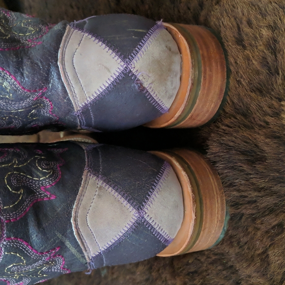 TIN HAUL "Sugar Cube" light & dark purple argyle cowgirl boots square toe sz 8.5 - Picture 14 of 16